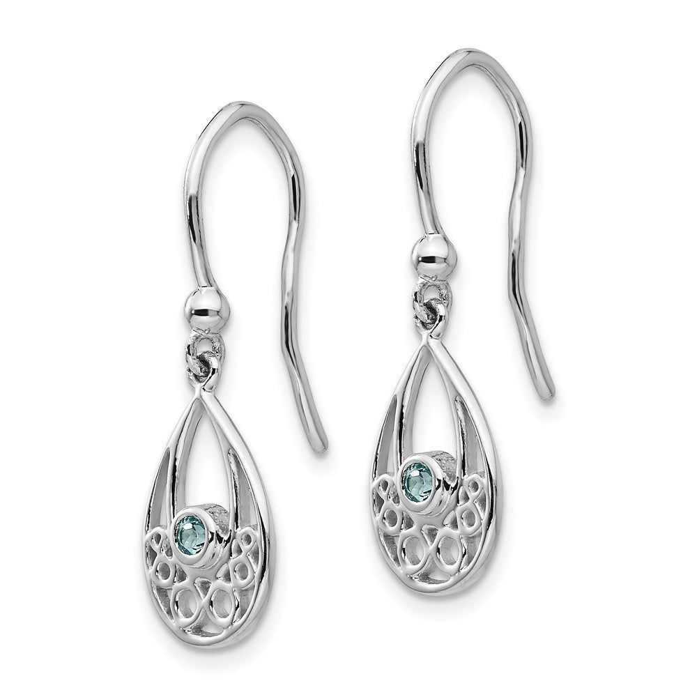 FJC Finejewelers 925 Sterling Silver Dangle  Plated White Ice with Blue Topaz Shepherd Hook Earrings 26 x 9 mm