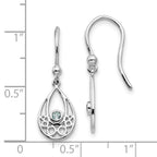 FJC Finejewelers 925 Sterling Silver Dangle  Plated White Ice with Blue Topaz Shepherd Hook Earrings 26 x 9 mm