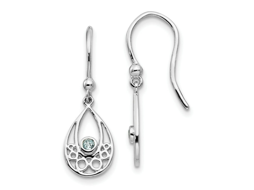 FJC Finejewelers 925 Sterling Silver Dangle  Plated White Ice with Blue Topaz Shepherd Hook Earrings 26 x 9 mm