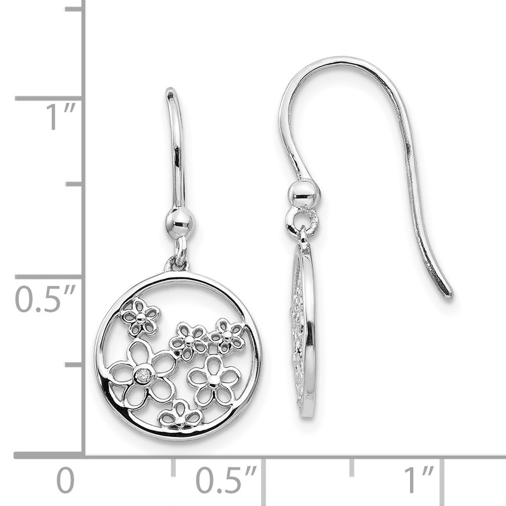 FJC Finejewelers 925 Sterling Silver  Plated White Ice .01ct Dia. Flowers Dangle Earrings 26 x 12 mm