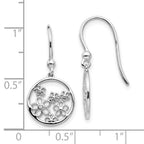 FJC Finejewelers 925 Sterling Silver  Plated White Ice .01ct Dia. Flowers Dangle Earrings 26 x 12 mm