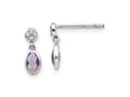 FJC Finejewelers 925 Sterling Silver Dangle  Plated White Ice Amethyst and Dia. Post Earrings 12 x 5 mm