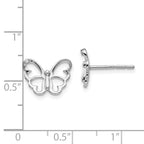 FJC Finejewelers 925 Sterling Silver Button  Plated White Ice .01 ct Dia. Butterfly Post Earrings 10 x 13 mm