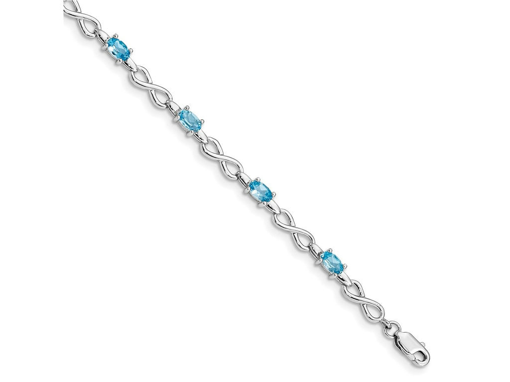 FJC Finejewelers 925 Sterling Silver Rhodium Plated Blue Topaz Bracelet 7.5 Inches