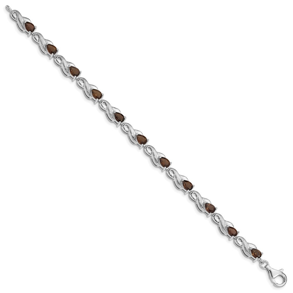 FJC Finejewelers 925 Sterling Silver Rhodium Plated Smoky Quartz Bracelet 7 Inches