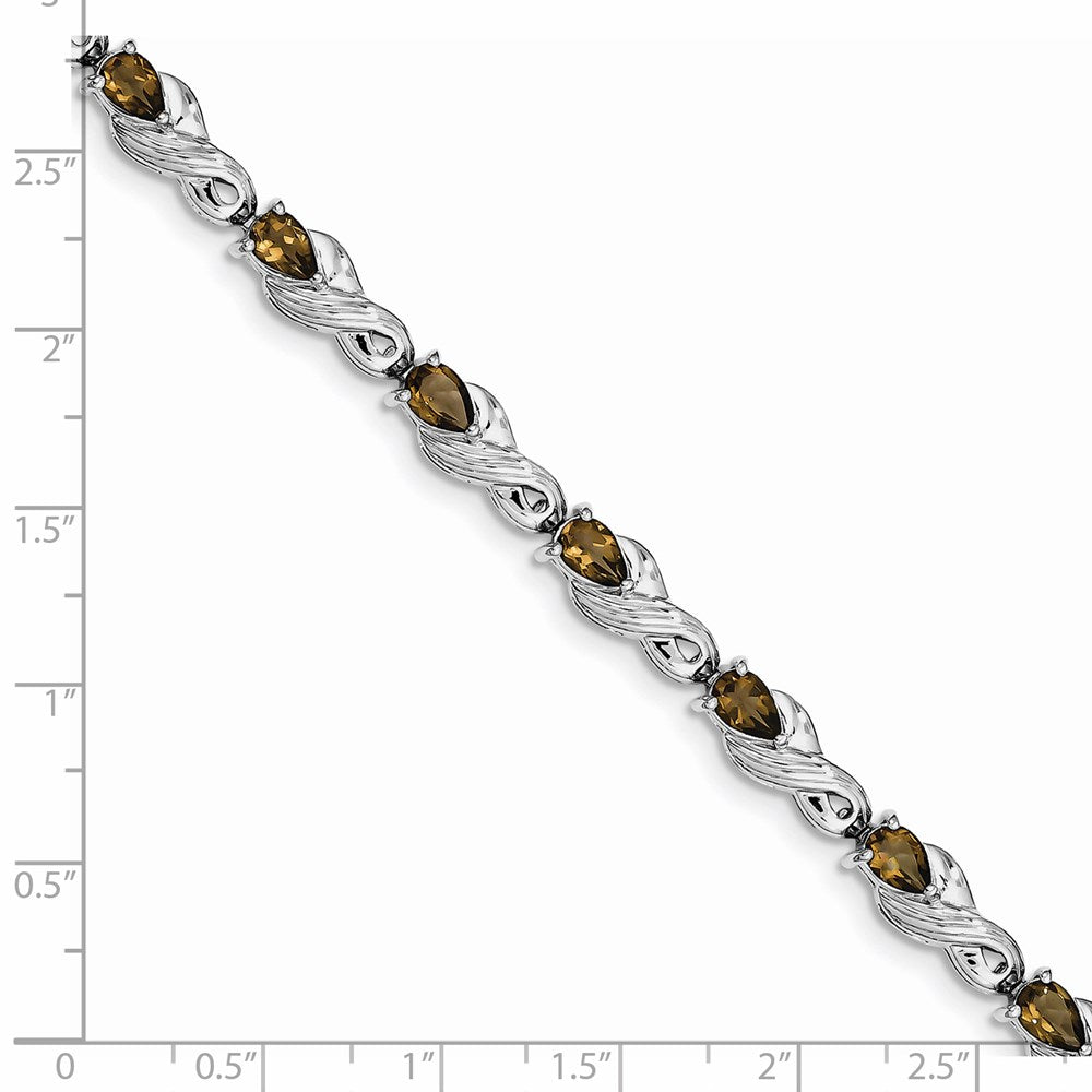 FJC Finejewelers 925 Sterling Silver Rhodium Plated Smoky Quartz Bracelet 7 Inches