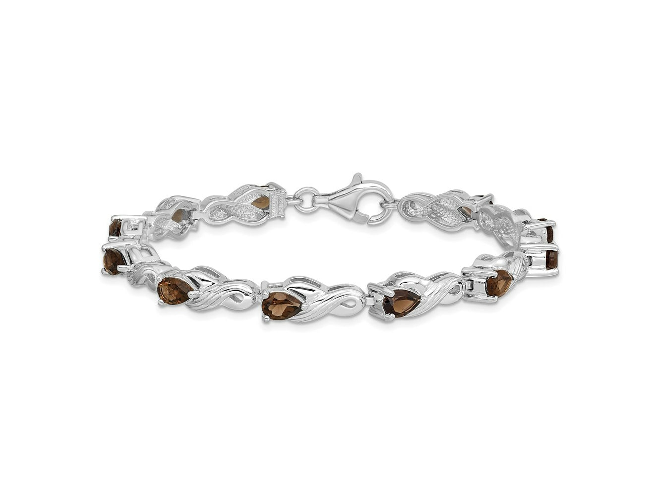 FJC Finejewelers 925 Sterling Silver Rhodium Plated Smoky Quartz Bracelet 7 Inches