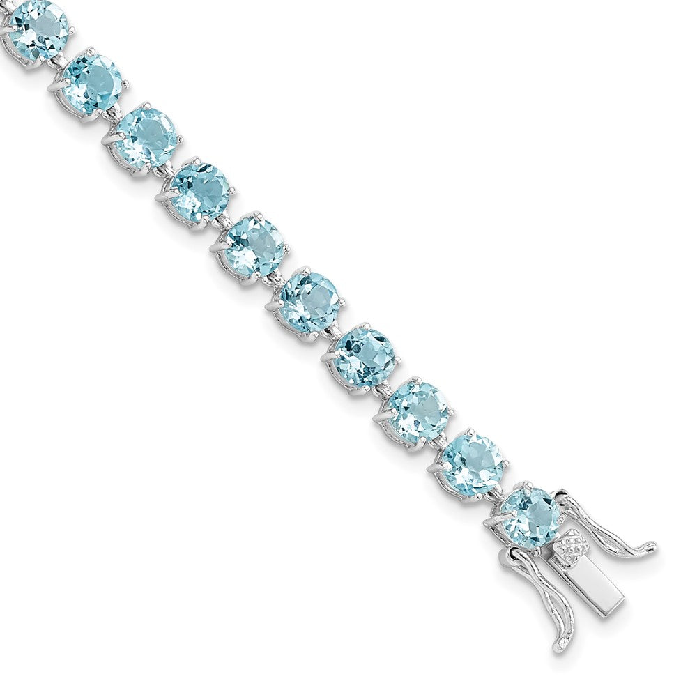 FJC Finejewelers 925 Sterling Silver Rhodium Plated Polished 5mm Blue Topaz Bracelet 7 Inches x 4.8 mm