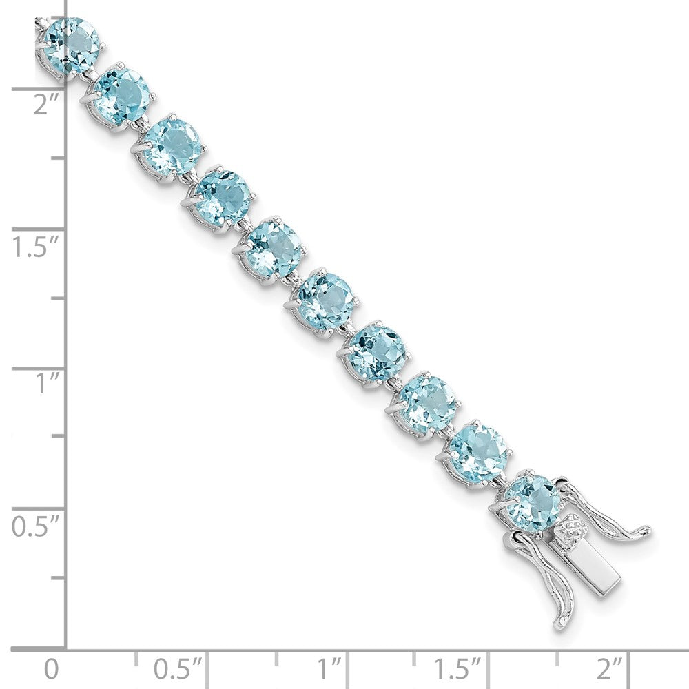 FJC Finejewelers 925 Sterling Silver Rhodium Plated Polished 5mm Blue Topaz Bracelet 7 Inches x 4.8 mm