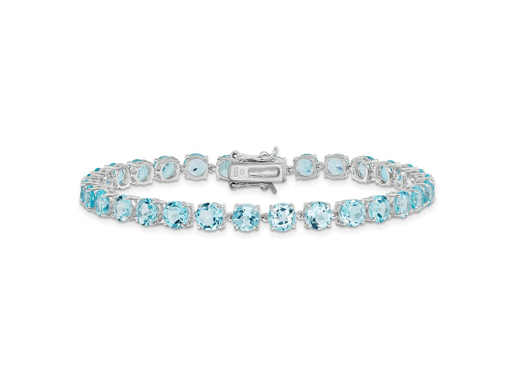 FJC Finejewelers 925 Sterling Silver Rhodium Plated Polished 5mm Blue Topaz Bracelet 7 Inches x 4.8 mm