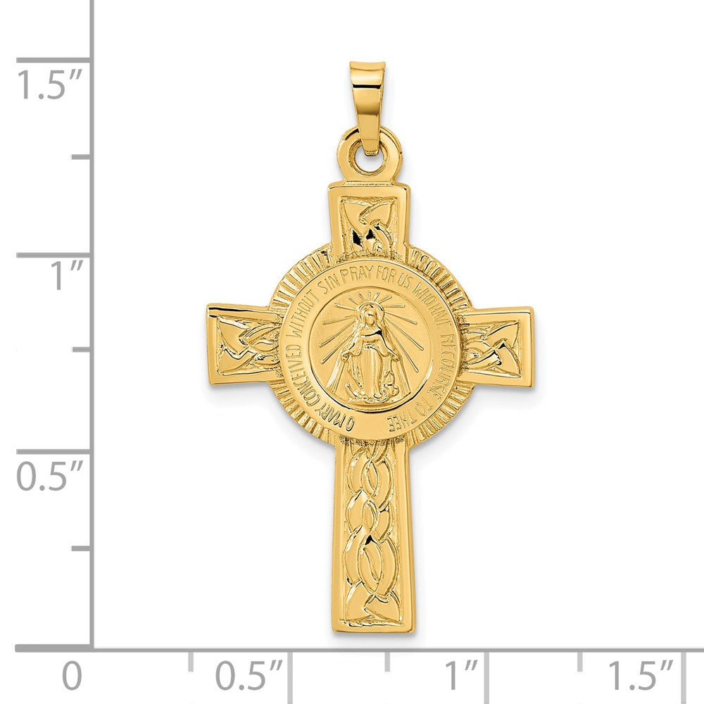 FJC Finejewelers 14 kt Yellow Gold Cross with Miraculous Medal Charm 37 x 21 mm