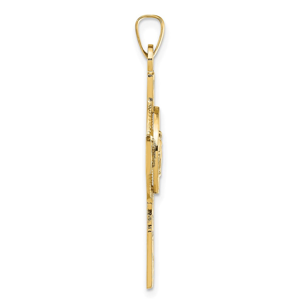 FJC Finejewelers 14 kt Yellow Gold Cross with Miraculous Medal Charm 37 x 21 mm