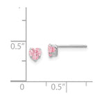 FJC Finejewelers 14 kt White Gold Stud Madi K Pink CZ Heart Earrings 4 mm x 4 mm