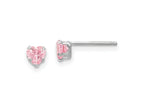 FJC Finejewelers 14 kt White Gold Stud Madi K Pink CZ Heart Earrings 4 mm x 4 mm