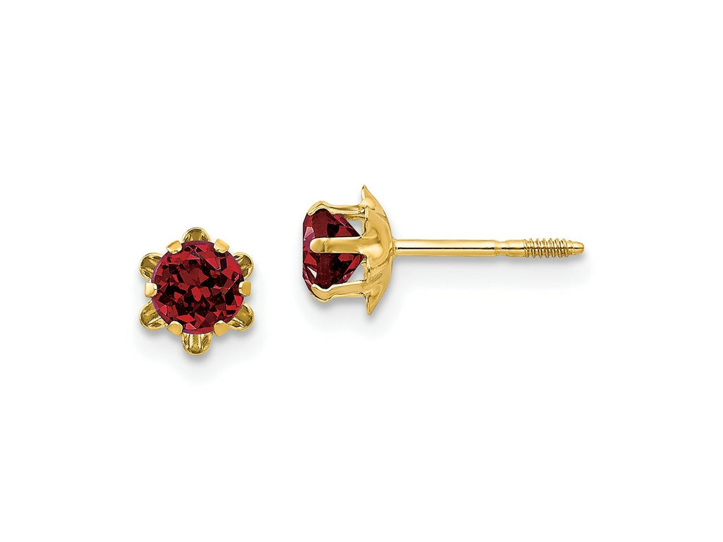 FJC Finejewelers 14 kt Yellow Gold Stud Madi K CZ Birthstone (Jan) Silicone Screwback Earrings 4 x 4 mm