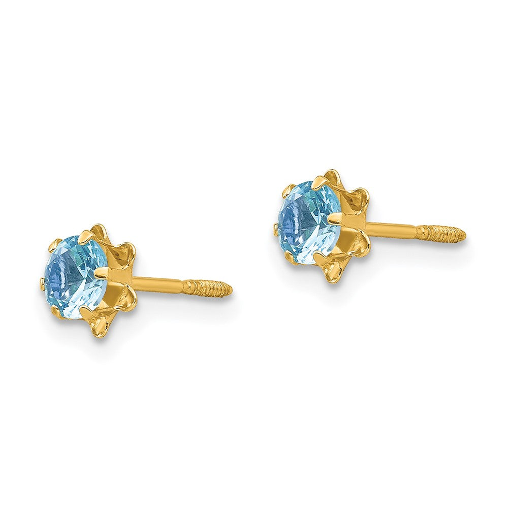 FJC Finejewelers 14 kt Yellow Gold Stud CZ Birthstone (March) Screwback(Silicone) Earrings 4 x 4 mm