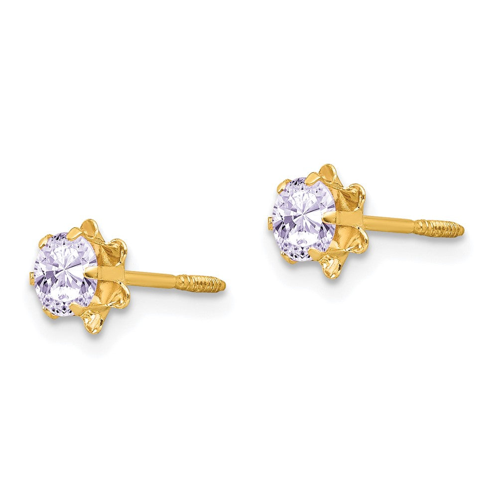 FJC Finejewelers 14 kt Yellow Gold Stud Madi K CZ Birthstone (Jun) Screwback Earrings 4 x 4 mm