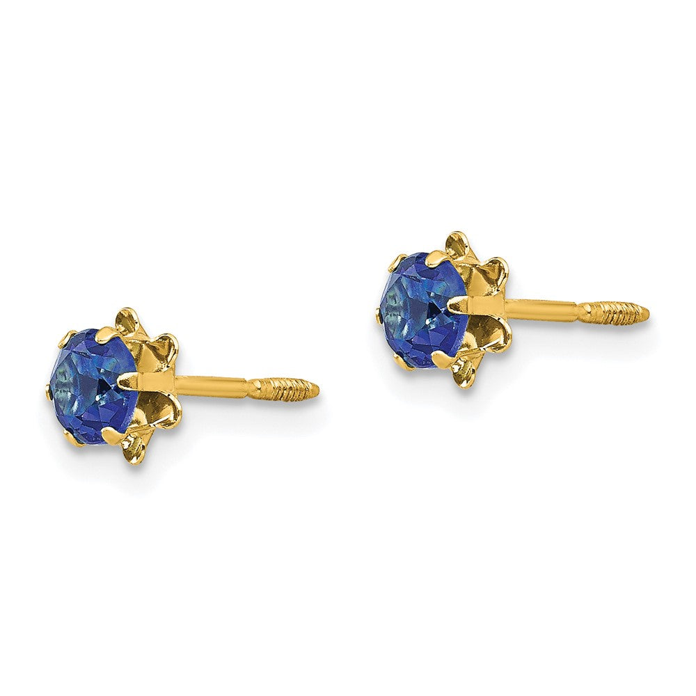 FJC Finejewelers 14 kt Yellow Gold Stud Madi K CZ Birthstone (Sep) Screwback Earrings 4 x 4 mm
