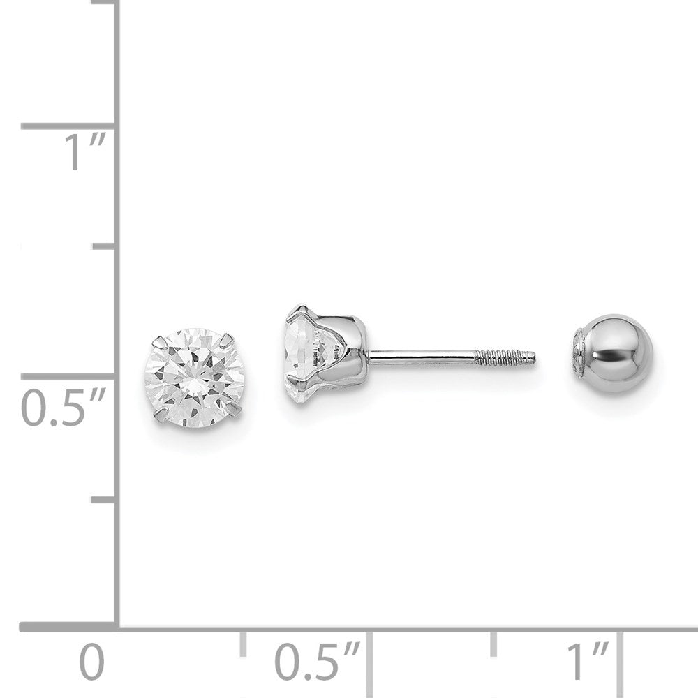 FJC Finejewelers 14 kt White Gold Stud Madi K CZ and Ball Reversible Earrings 5 mm