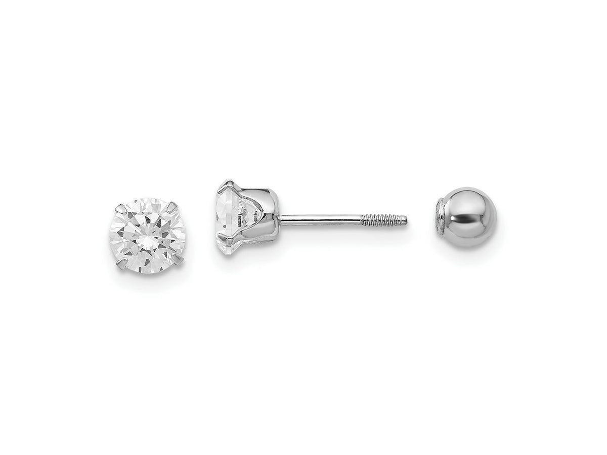 FJC Finejewelers 14 kt White Gold Stud Madi K CZ and Ball Reversible Earrings 5 mm