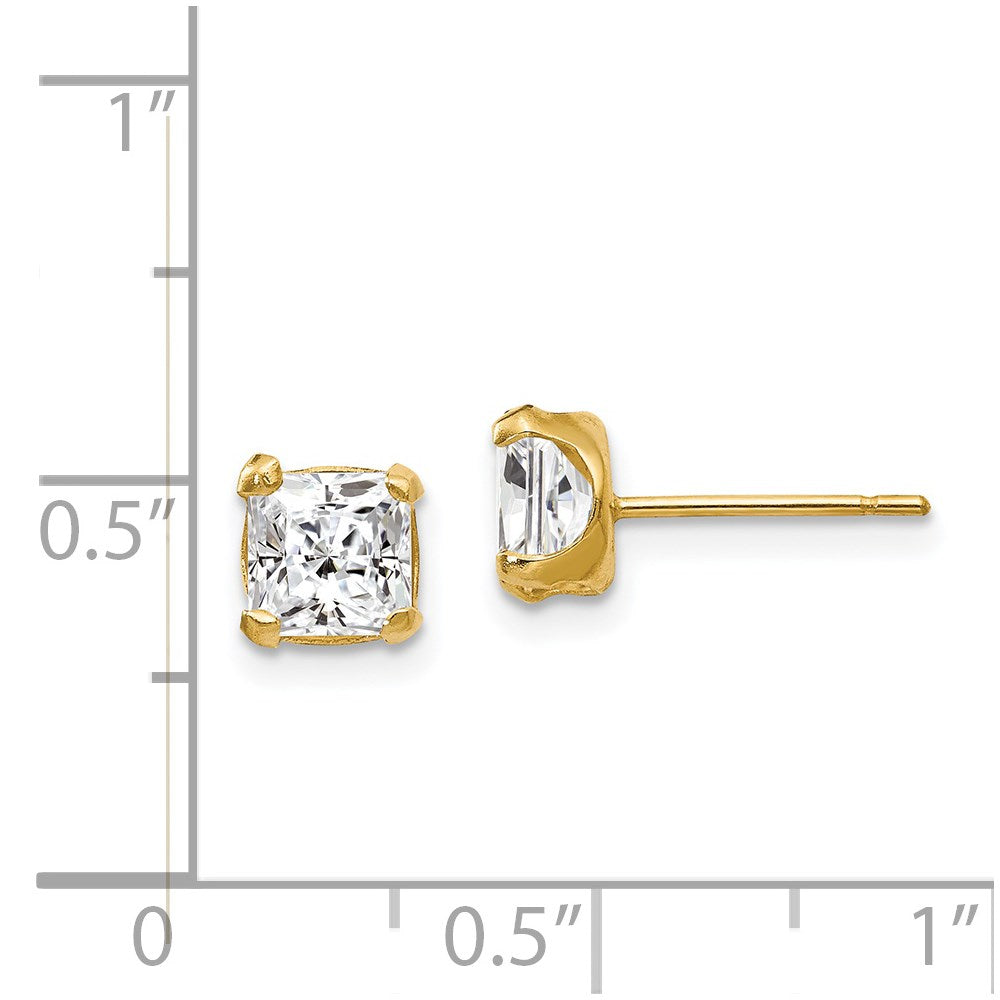 FJC Finejewelers 14 kt Yellow Gold Stud Madi K Square CZ Post Earrings 5 x 5 mm