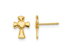 FJC Finejewelers 14 kt Yellow Gold Button Madi K Heart Cross Post Earrings 10 x 6 mm