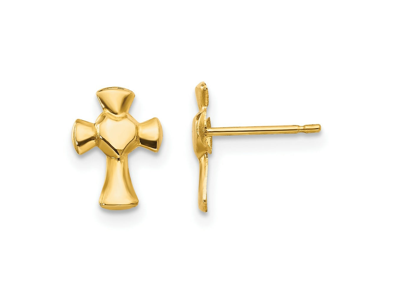 FJC Finejewelers 14 kt Yellow Gold Button Madi K Heart Cross Post Earrings 10 x 6 mm