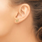 FJC Finejewelers 14 kt Yellow Gold Button Madi K Heart Dolphins Post Earrings 10 x 8 mm
