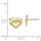 FJC Finejewelers 14 kt Yellow Gold Button Madi K Heart Dolphins Post Earrings 10 x 8 mm
