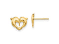FJC Finejewelers 14 kt Yellow Gold Button Madi K Heart Dolphins Post Earrings 10 x 8 mm