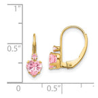 FJC Finejewelers 14 kt Yellow Gold Dangle Madi K Pink CZ Heart Leverback Earrings 15 x 5 mm
