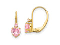 FJC Finejewelers 14 kt Yellow Gold Dangle Madi K Pink CZ Heart Leverback Earrings 15 x 5 mm