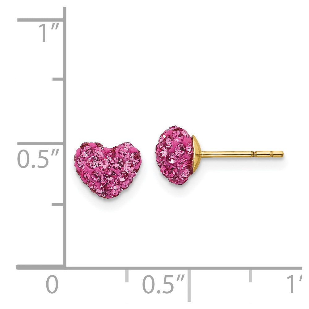 FJC Finejewelers 14 kt Yellow Gold Button Madi K Post Multi Pink Crystal Heart Earrings 7 x 7 mm
