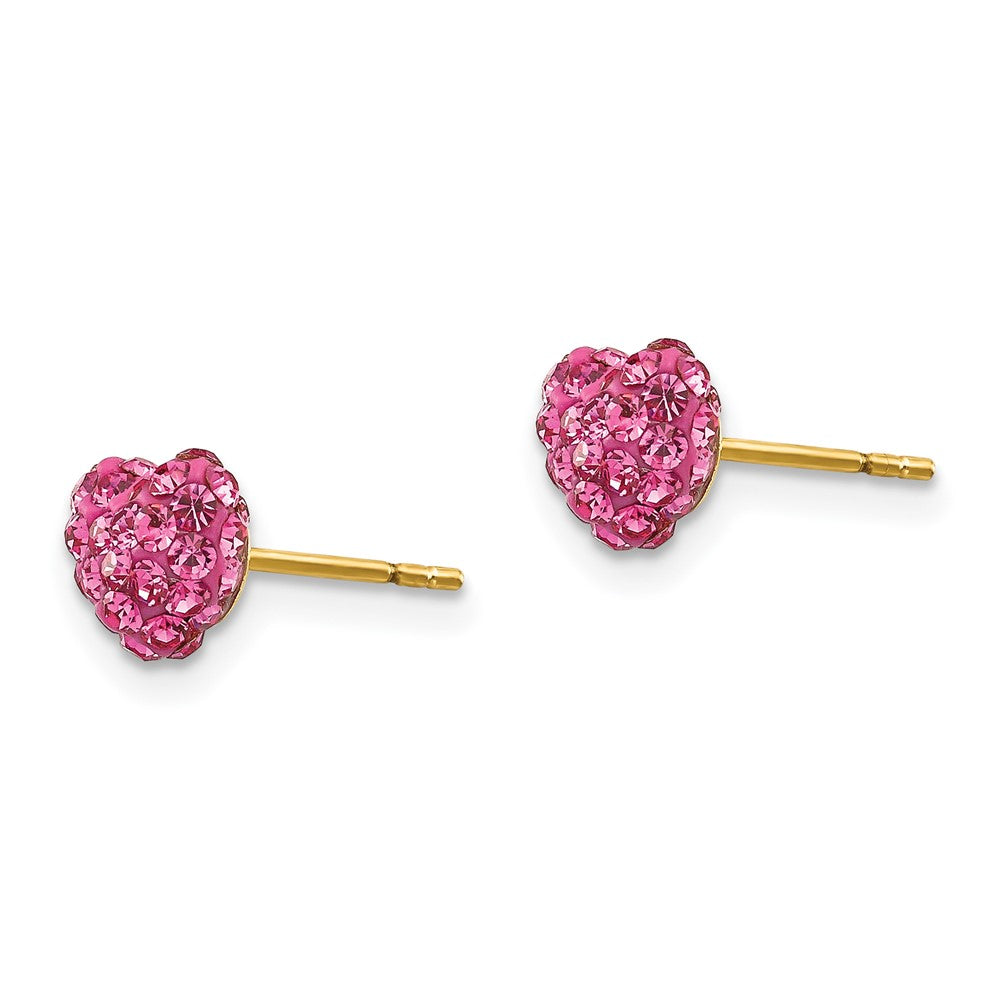 FJC Finejewelers 14 kt Yellow Gold Button Madi K Post Multi Pink Crystal Heart Earrings 7 x 7 mm