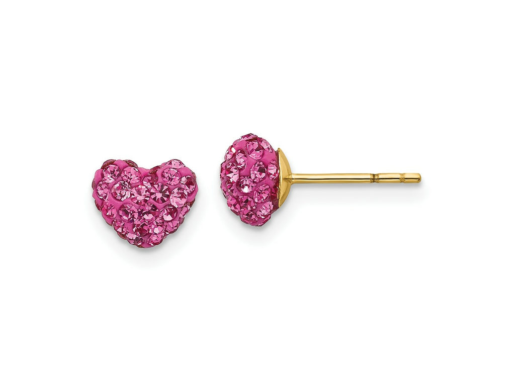 FJC Finejewelers 14 kt Yellow Gold Button Madi K Post Multi Pink Crystal Heart Earrings 7 x 7 mm