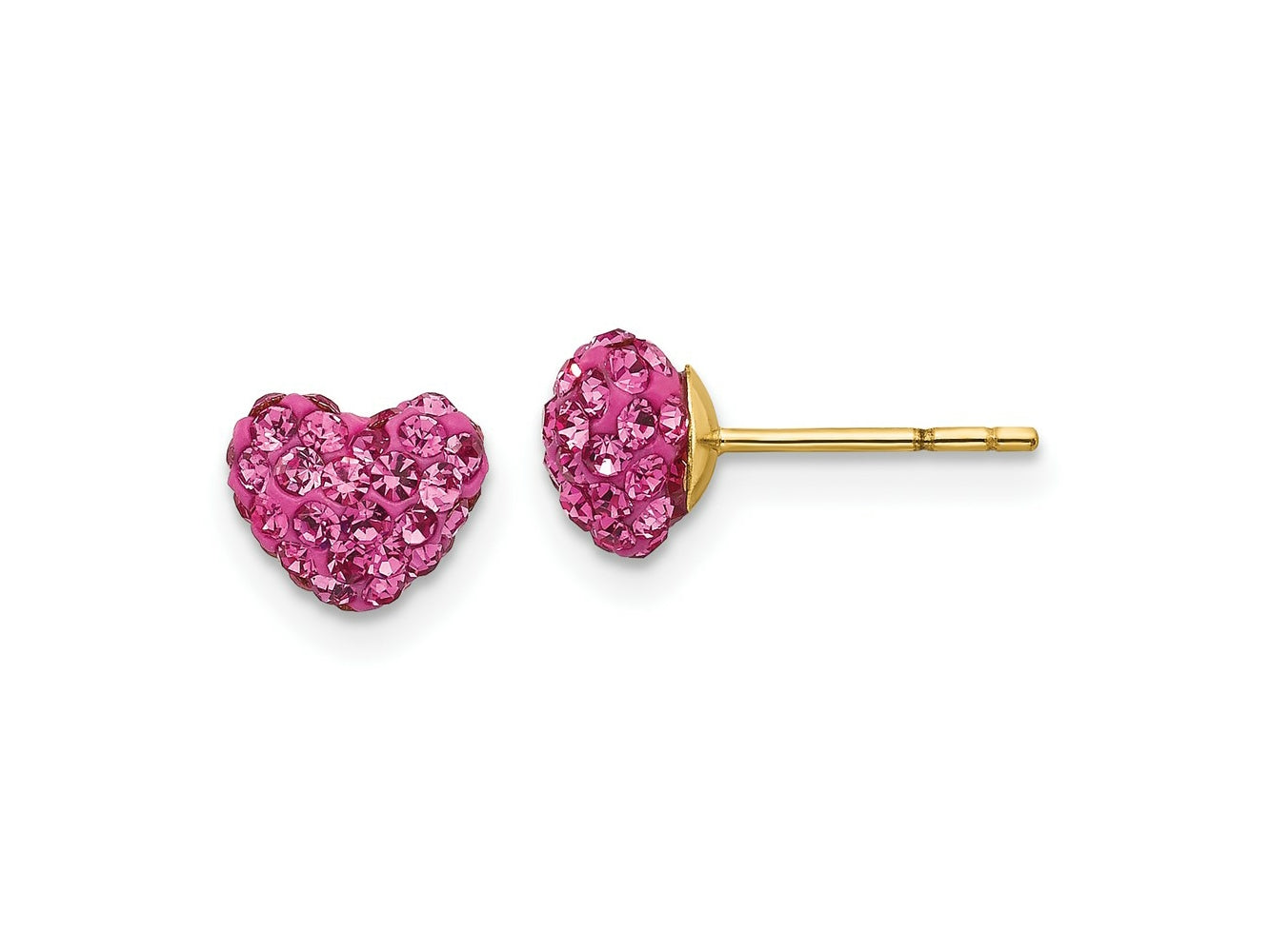 FJC Finejewelers 14 kt Yellow Gold Button Madi K Post Multi Pink Crystal Heart Earrings 7 x 7 mm