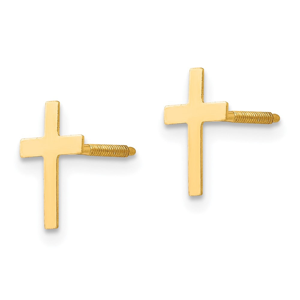 FJC Finejewelers 14 kt Yellow Gold Button Madi K Cross Post Earrings 10 x 6 mm
