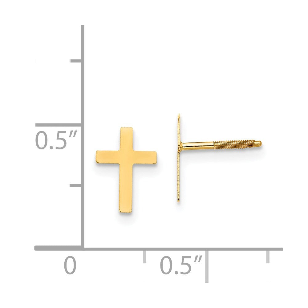 FJC Finejewelers 14 kt Yellow Gold Button Madi K Cross Post Earrings 10 x 6 mm