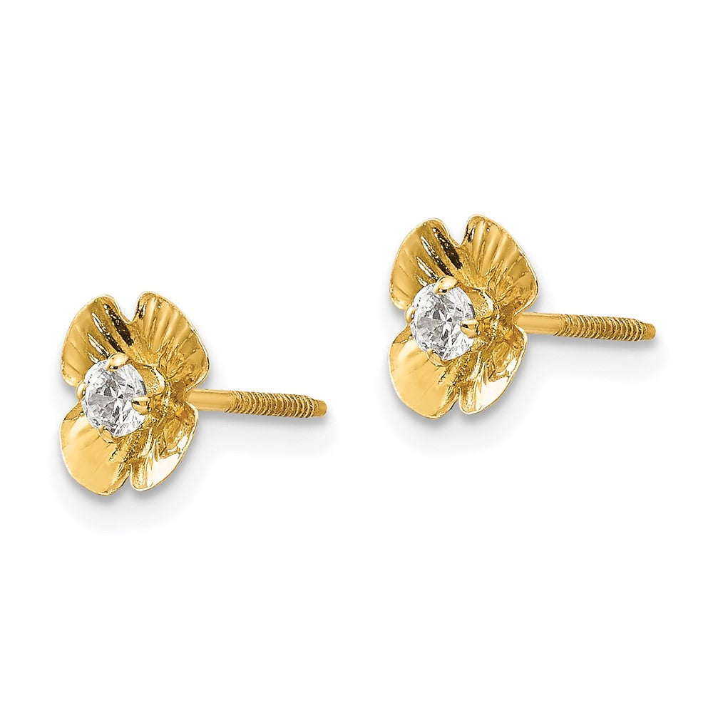 FJC Finejewelers 14 kt Yellow Gold Button Madi K Flower 2.5mm CZ Post Earrings 7 mm x 7 mm
