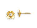 FJC Finejewelers 14 kt Yellow Gold Button Madi K Flower 2.5mm CZ Post Earrings 7 mm x 7 mm