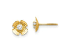 FJC Finejewelers 14 kt Yellow Gold Button Madi K Flower 2.5mm CZ Post Earrings 7 mm x 7 mm