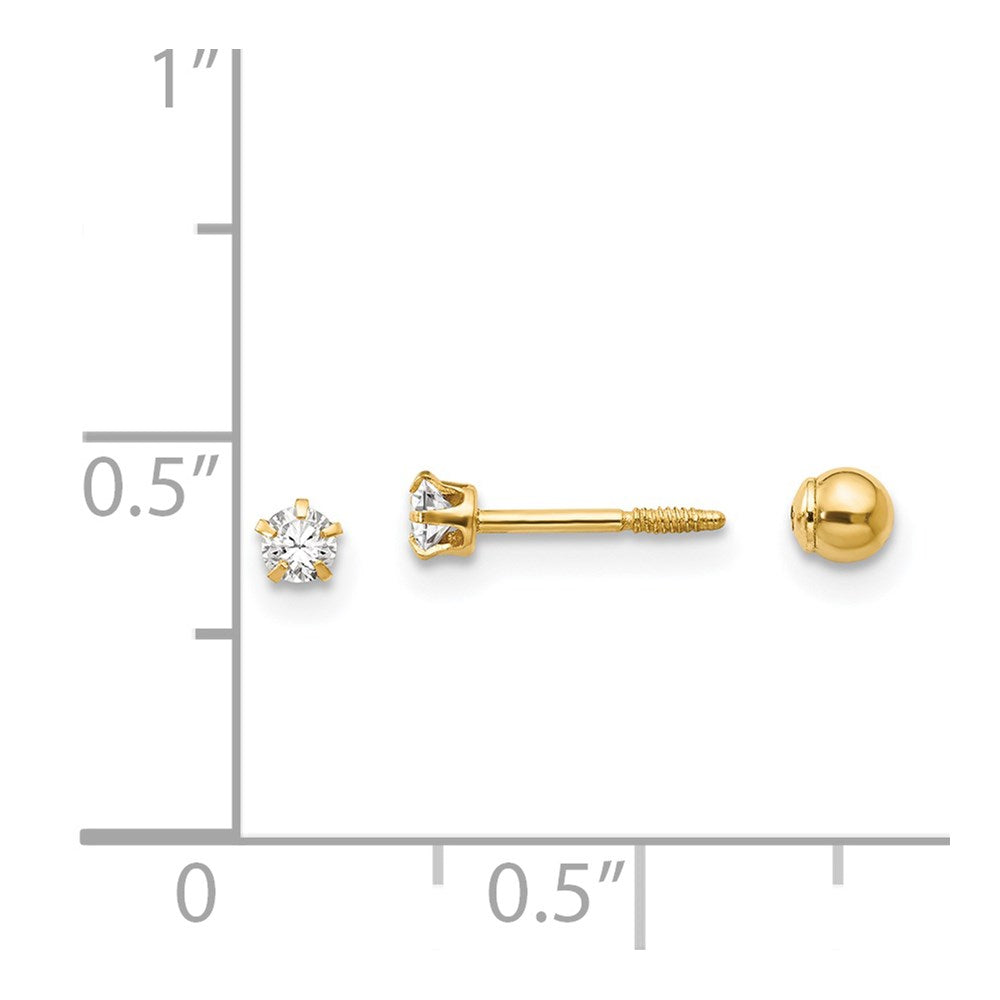 FJC Finejewelers 14 kt Yellow Gold Madi K Polished Reversible Crystal and Ball Earrings 3 x 3 mm