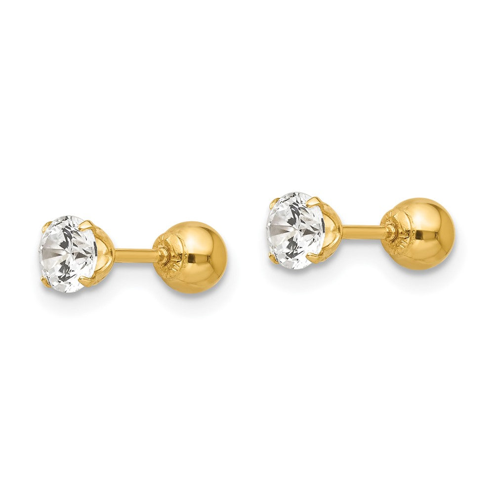 FJC Finejewelers 14 kt Yellow Gold Stud Madi K Polished Reversible CZ and Ball Earrings 4 x 4 mm