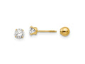 FJC Finejewelers 14 kt Yellow Gold Stud Madi K Polished Reversible CZ and Ball Earrings 4 x 4 mm