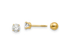 FJC Finejewelers 14 kt Yellow Gold Stud Madi K Polished Reversible CZ and Ball Earrings 4 x 4 mm
