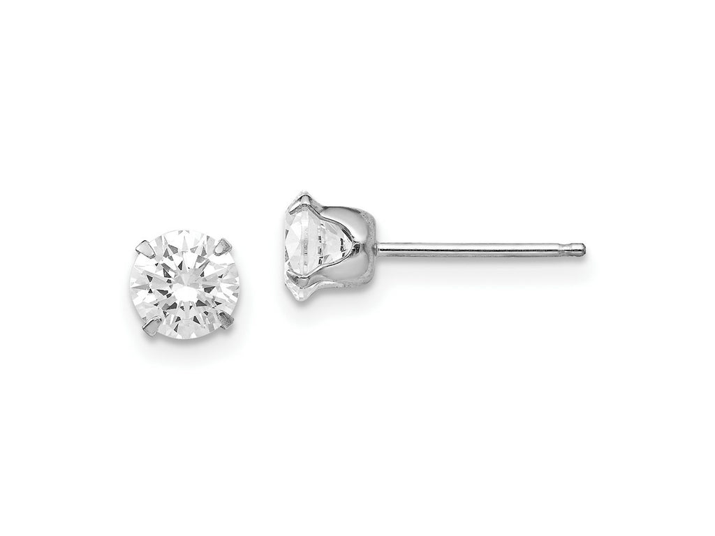 FJC Finejewelers 14 kt White Gold Stud Madi K CZ Post Earrings 5 mm x 5 mm