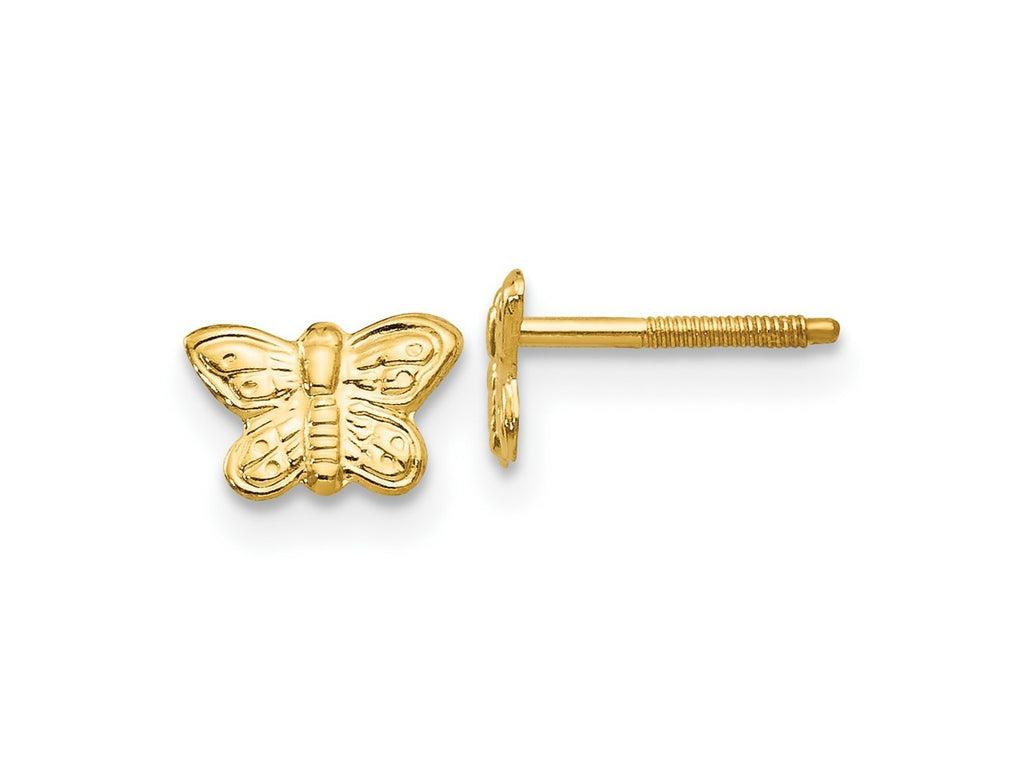 FJC Finejewelers 14 kt Yellow Gold Button Madi K Polished Butterfly Screwback Earrings 5 x 6 mm