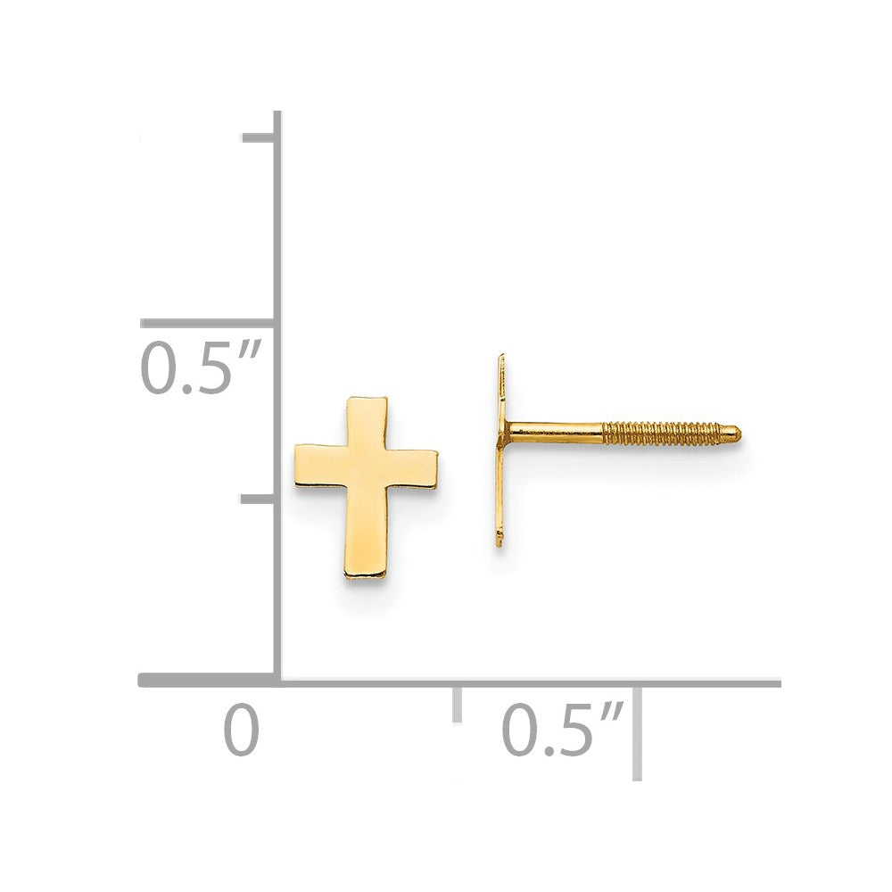 FJC Finejewelers 14 kt Yellow Gold Button Madi K Polished Tiny Cross Silicone Back Earrings 6 x 4 mm