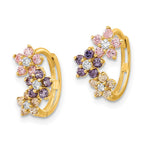 FJC Finejewelers 14 kt Yellow Gold Madi K Hinged Flower Multicolor CZ Hoop Earrings 12 x 8 mm