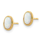 FJC Finejewelers 14 kt Yellow Gold Button Madi K Created Opal Post Earrings 7 x 5 mm